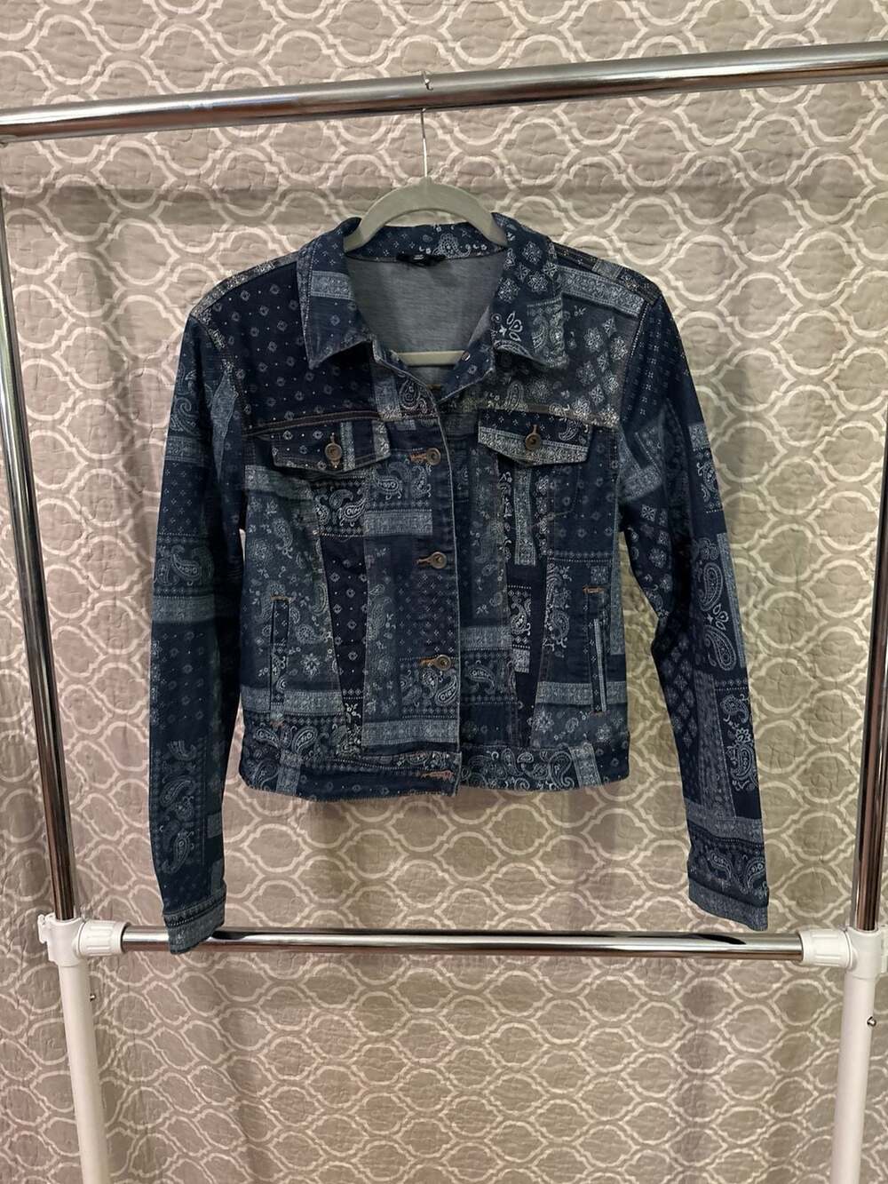 Tribal Jeans Bandana Patchwork Denim Jacket Size XS